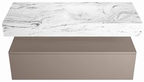 Mondiaz Alan DLux badmeubel 110cm smoke 1 lade met wastafel glace rechts zonder kraangat