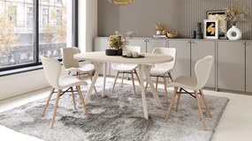 ALDO 100 Beige/Beige poten - RONDE LOFT/INDUSTRIËLE TAFEL VOOR WOONKAMER/EETKAMER, UITSCHUIFBAAR