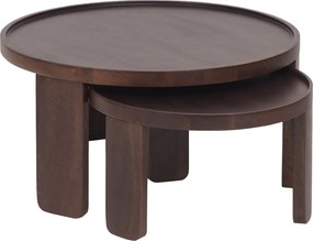 Ronde Salontafel Set Bruin - 70 X 70cm.