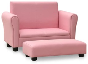 vidaXL Kinderbank met voetenbank kunstleer roze