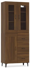 vidaXL Hoge kast 69,5x34x180 cm bewerkt hout bruineikenkleurig