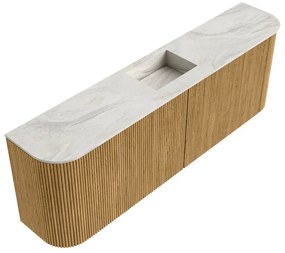 Mondiaz Joya DLux 125cm toiletmeubel ronding links/rechts oak met wastafel faye midden zonder kraangat ostra