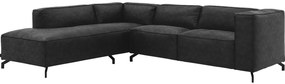 Goossens Bank Calvin antraciet, micro leer, 2,5-zits, modern design met ligelement links