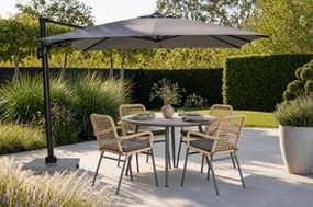 Tuinset Ronde Tuintafel 4 personen 125 cm Aluminium/Rope Taupe  De Laan Projects