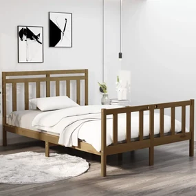 vidaXL Bedframe massief hout honingbruin 140x190 cm