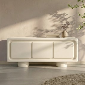Wit Dressoir Organisch Betonlook - 183x47x82cm.