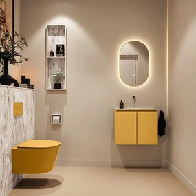 Mondiaz Ture DLux toiletmeubel 60cm ocher met wastafel glace midden zonder kraangat