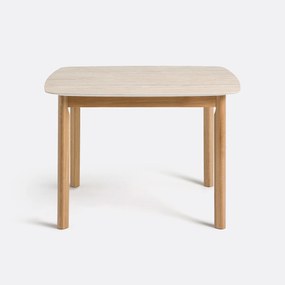 Eettafel, keramiek in travertin en eiken, 4 couverts, SARAUNE