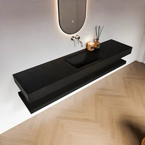 Zaro Alan badmeubel 190cm met planchet urban en vrijhangende wastafel cloud midden zonder kraangat urban