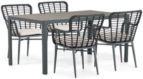 Tuinset 4 personen 160 cm Aluminium/Wicker Zwart De Laan Projects