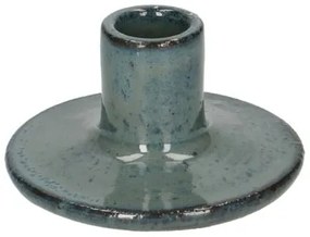 Kandelaar reactief glazuur, steengoed, blauw, laag