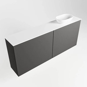 Mondiaz Fowy toiletmeubel 120cm dark grey met witte waskom rechts en kraangat