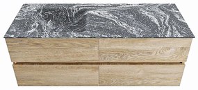 Mondiaz Vica DLux badmeubel 130cm washed oak 4 lades met wastafel lava links zonder kraangat