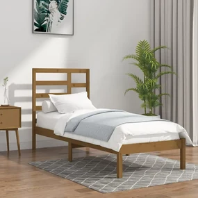 vidaXL Bedframe massief hout honingbruin 90x190 cm 3FT Single