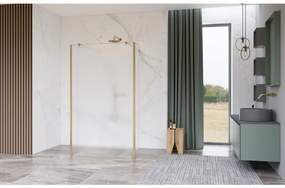 Fortifura Galeria Vrijstaande Inloopdouche - 90x200cm - Glas mat - antikalk - 8mm veiligheidsglas - wandsteunen - Geborsteld Messing PVD (Goud) SW927770 2x/SW797929