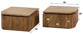 Zwevende Nachtkastjes Ribbels Set Van 2 - 40x35x20cm.