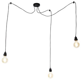 Industriële hanglamp zwart 3-lichts - Cava