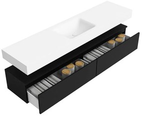 Zaro Alan badmeubel 190cm urban 2 lades met vrijhangende wastafel cloud midden zonder kraangat talc