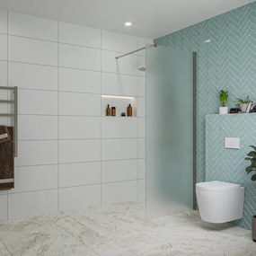 Fortifura Galeria inloopdouche - 80x200cm - mat glas - wandarm - Geborsteld Gunmetal PVD SW797925/SW797907