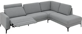 Goossens Hoekbank Dallas lichtgrijs, stof, 1,5-zits, modern design met ligelement rechts