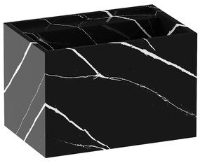 Brauer Nova vrijhangende wastafel marmerlook 60cm zonder kraangat nero marquina