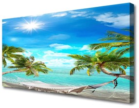 Foto op canvas Tropische palmbomen hangmat beach 100x50 cm