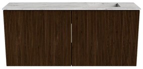 Mondiaz Joya DLux 90cm toiletmeubel walnut met wastafel faye rechts 1 kraangat glace