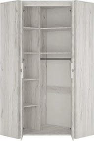 Hoekkledingkast Salcame 103, Ambachtelijk wit, 191x96x96cm, 88 kg, Kledingkast deuren: Met scharnieren