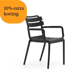 + 10% kassakorting | Dining tuinstoel | Forza  Vico | Kunststof | Zwart | Stapelbaar | Kees Smit Tuinmeubelen
