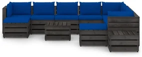 vidaXL 12-delige Loungeset met kussens grijs geïmpregneerd hout