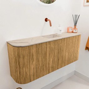 Mondiaz Joya DLux 105cm toiletmeubel ronding links/rechts oak met wastafel faye midden zonder kraangat frappe