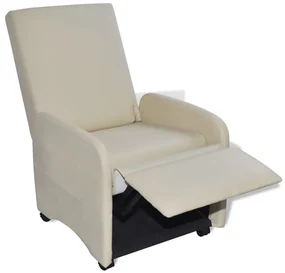 vidaXL Fauteuil inklapbaar kunstleer crème
