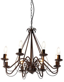 Smart kroonluchter roestbruin 8-lichts incl. Wifi B35 - Giuseppe Klassiek / Antiek, Landelijk / Rustiek E14 rond Binnenverlichting Lamp