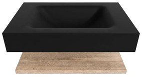 Zaro Alan badmeubel 70cm met planchet washed oak en vrijhangende wastafel cloud midden 1 kraangat urban