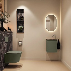 Mondiaz Ture DLux toiletmeubel 40cm army met wastafel lava links met kraangat