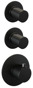 Brauer Stripe inbouw regendouche met 25cm hoofddouche, gebogen muurarm, staafhanddouche en glijstang set 8 zwart mat