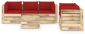 vidaXL 6-delige Loungeset met kussens groen geïmpregneerd hout