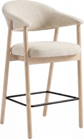 GARDA crème beige (stof Harmony 110) / gebleekt eiken geolied - GESTOFFEERDE BARKRUK VOOR KEUKEN/BAR