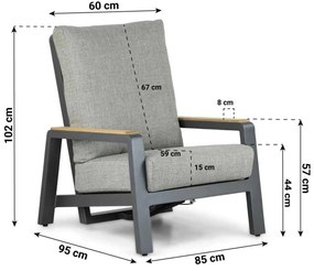 Verstelbare Tuinstoel Aluminium/teak Grijs-antraciet Osmen Manly