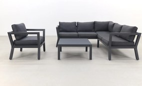 Calgary aluminium loungeset + loungestoel - Carbon