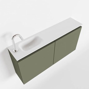 Mondiaz Ture 100cm toiletmeubel army met wastafel talc links 1 kraangat