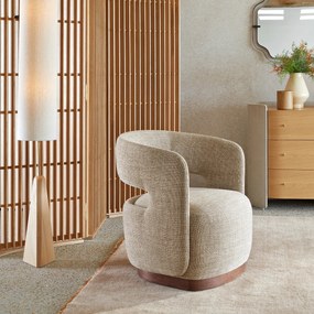 Jesper gestructureerde draaifauteuil met walnootfineer onderstel