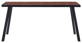 vidaXL Eettafel 160x80x75 cm MDF donkerhoutkleurig en zwart