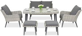 Bilbao Apetito tuinmeubelen 4 + 2 Garden Point poefs wit