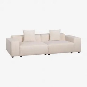 2-delige Modulaire Bank (↔︎270 Cm) Met Lage Armleuningen Bruna Corduroy Beige – Linnen - Sklum