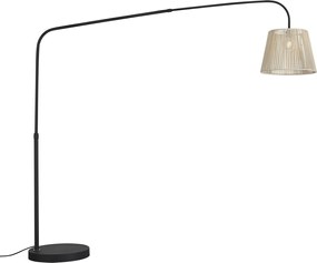 Japandi buiten vloerlamp zwart met beige kap van touw IP44 - Arc Jayla