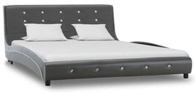 vidaXL Bed met traagschuim matras kunstleer grijs 140x200 cm