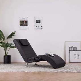 vidaXL Massage chaise longue met kussen kunstleer bruin