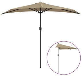 vidaXL Balkonparasol half met aluminium paal 270x135 cm taupe