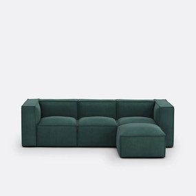 Modulaire bank, 3-zit en 1 poef, ribfluweel Seven